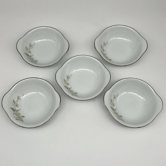 Noritake Soroya 6853 6” Cereal Bowl Light Green Daisy Platinum Banded - Picture 9 of 9